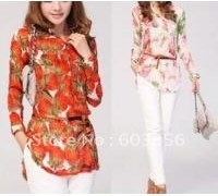 free-shipping-new-korean-style-lady-s-women-s-summer-fashion-chiffon-blouse-floral-shirt-big
