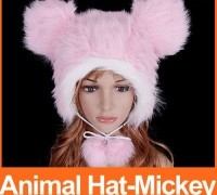 light-pink-mickey-mouse-cartoon-animal-hat-plush-warm-cap-beanies-free-shipping