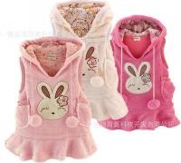 new-baby-girl-rabbit-vest-dress-bunny-rabbit-fleece-warm-waistcoat-vest-polar-fleece-dress-1pcs