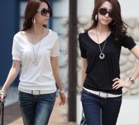 wholesale-short-sleeve-casual-loose-top-t-shirt-women-s-upperwear-clothes-whit-black-free-shipping
